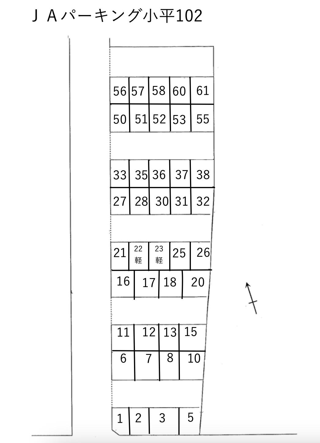 ＪＡパーキング小平102の駐車配置図