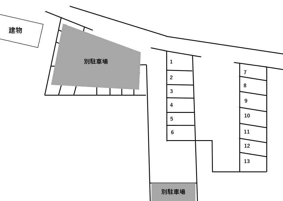 第13駐車場の駐車配置図