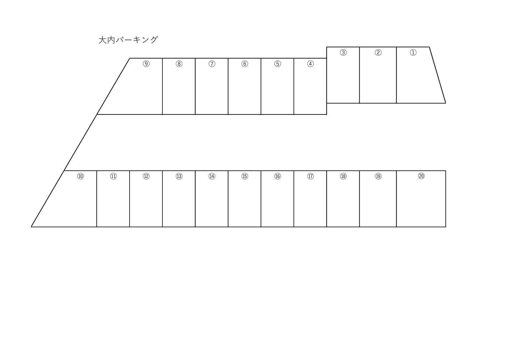 大内パーキングの駐車配置図