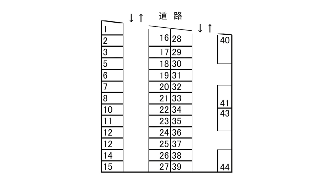 針名駐車場の駐車配置図