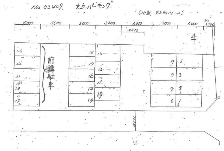 文丘パーキングの駐車配置図