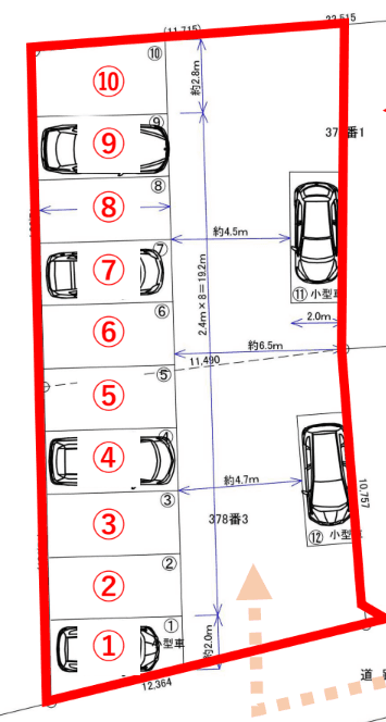 119・久本二丁目駐車場の駐車配置図