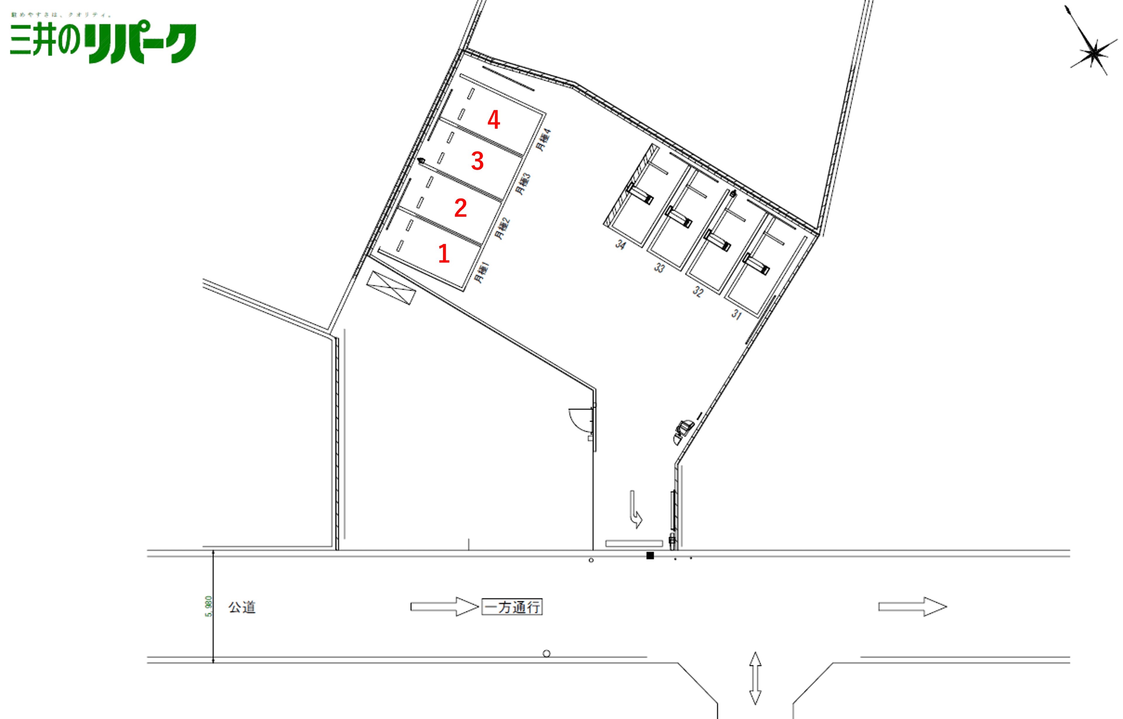 筒井３丁目第５の駐車配置図