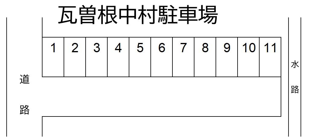瓦曽根中村駐車場の駐車配置図