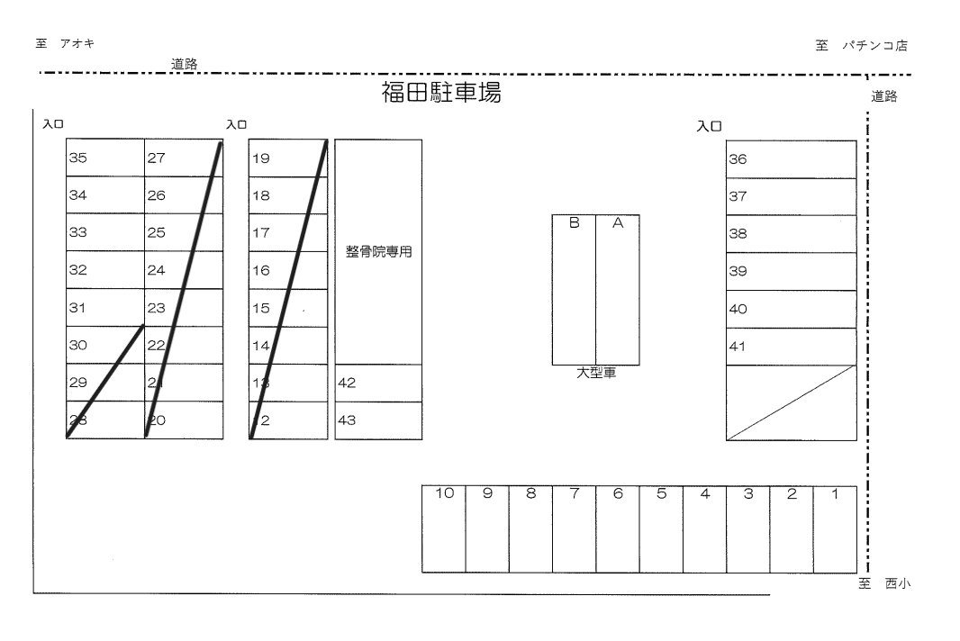 福田駐車場の駐車配置図