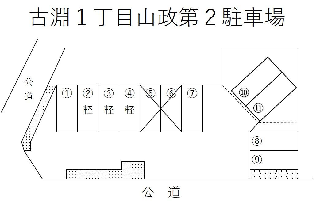 古淵１丁目山政第２駐車場の駐車配置図