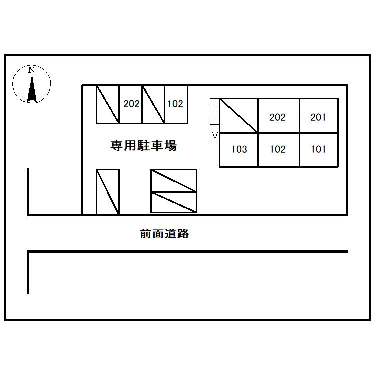川井ハイツ駐車場の駐車配置図