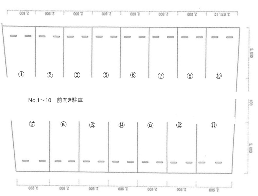 市木町第2駐車場の駐車配置図