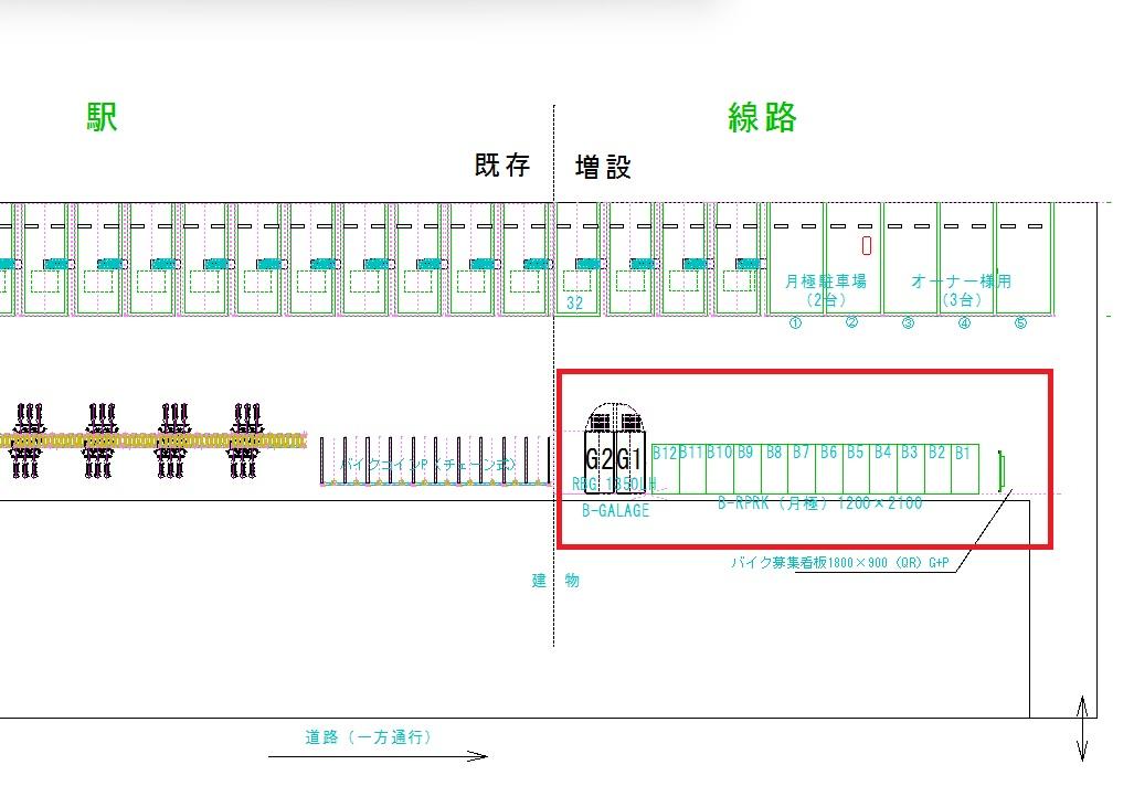 B-GARAGE4鶴ヶ島駅前の駐車配置図