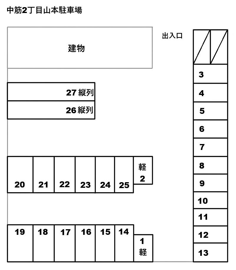 中筋２丁目山本駐車場の駐車配置図