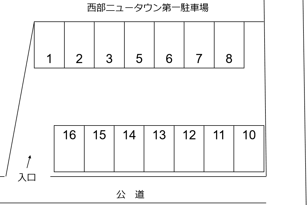 西部ニュータウン駐車場の駐車配置図