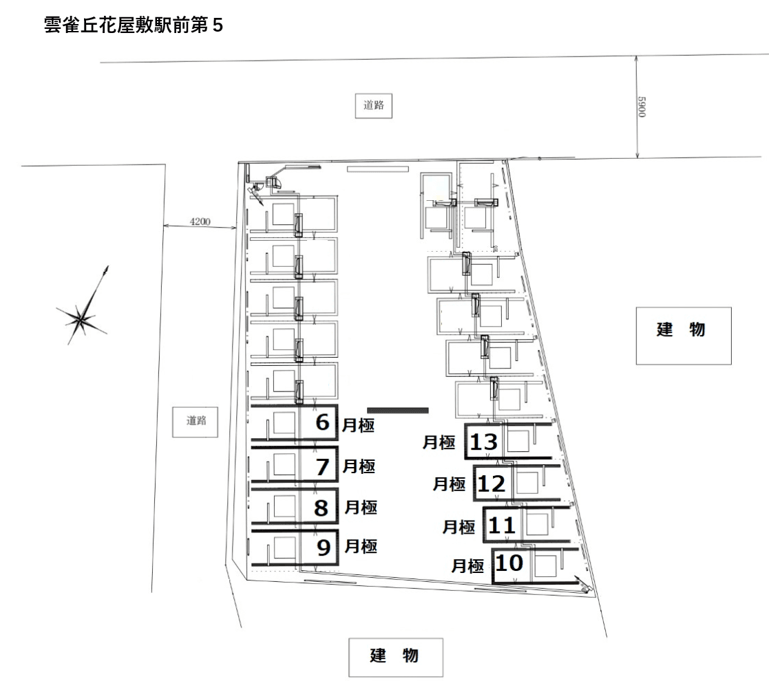 雲雀丘花屋敷駅前第５の駐車配置図