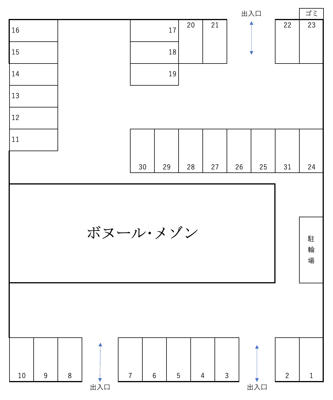 ボヌール･メゾンの駐車配置図