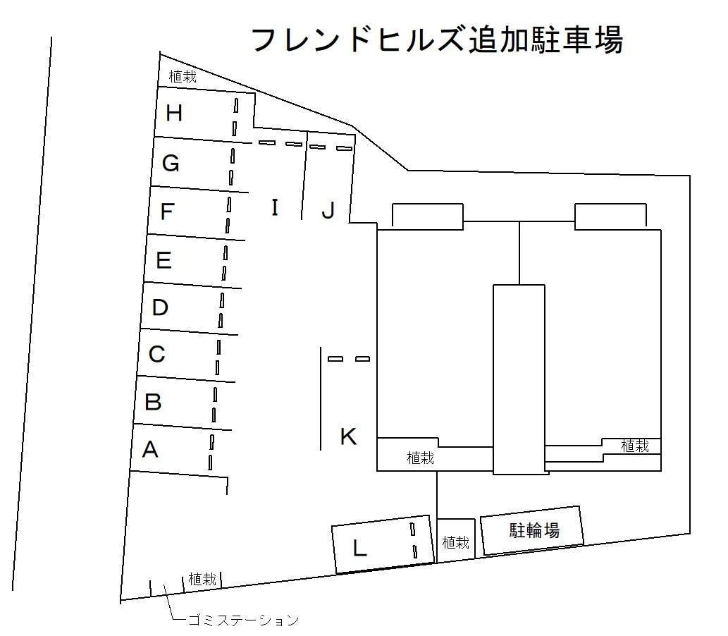 フレンドヒルズ追加駐車場の駐車配置図