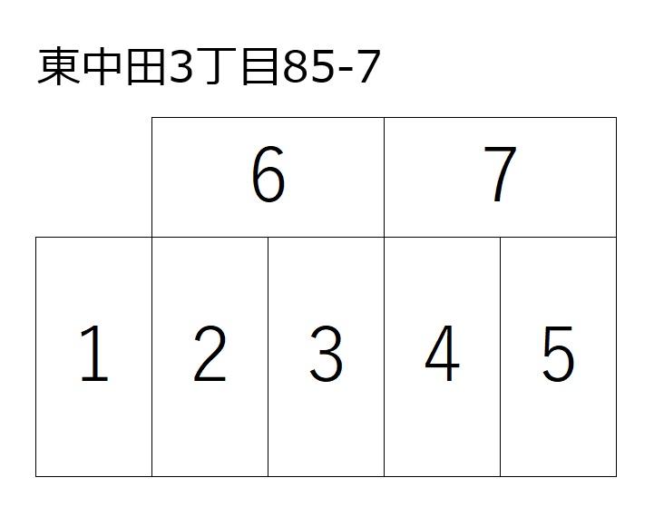 東中田3丁目85-7の駐車配置図