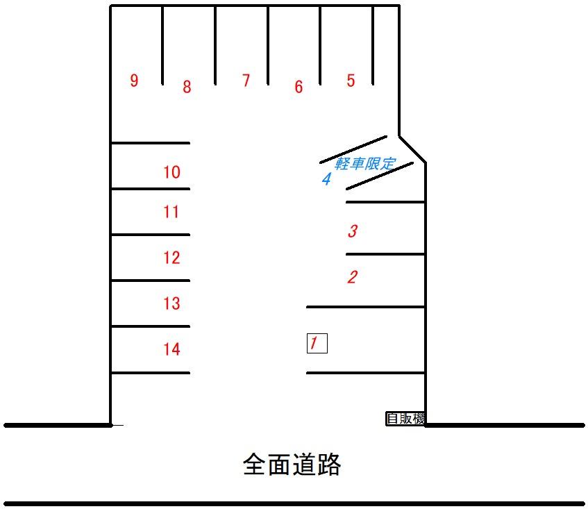 澤岻氏契約駐車場の駐車配置図