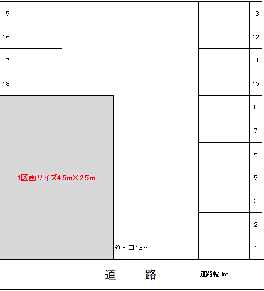 東町佐土井駐車場の駐車配置図