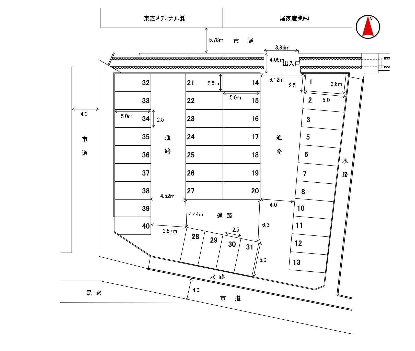 平野モータープールの駐車配置図