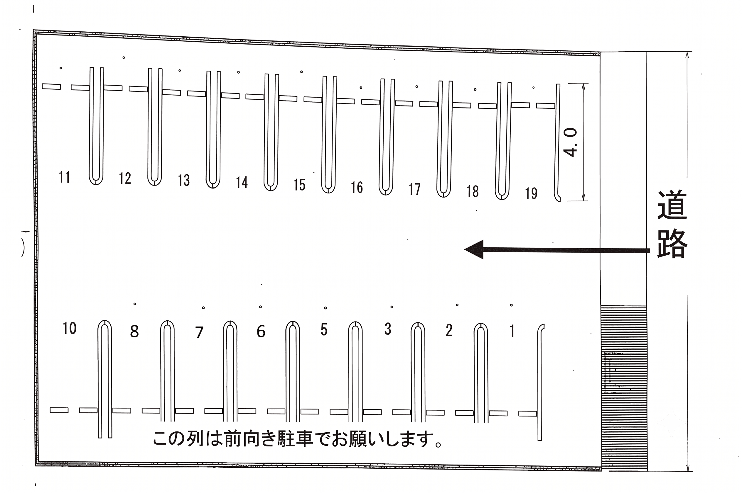 稲熊3丁目駐車場の駐車配置図