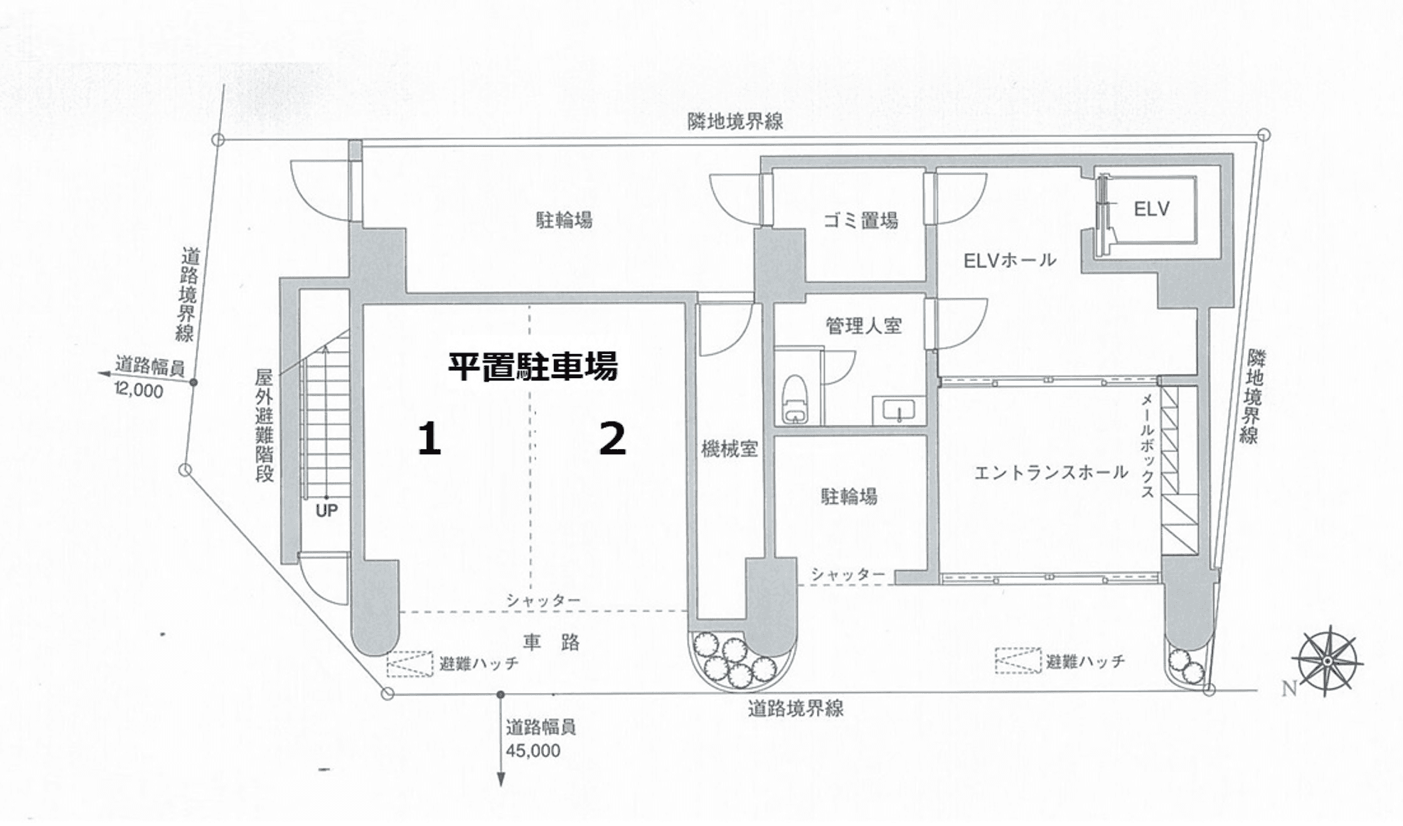 グリフィン新横浜・七番館駐車場の駐車配置図
