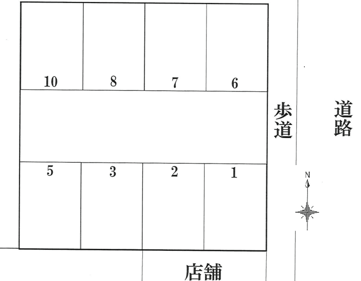 元町　上司・下西駐車場の駐車配置図