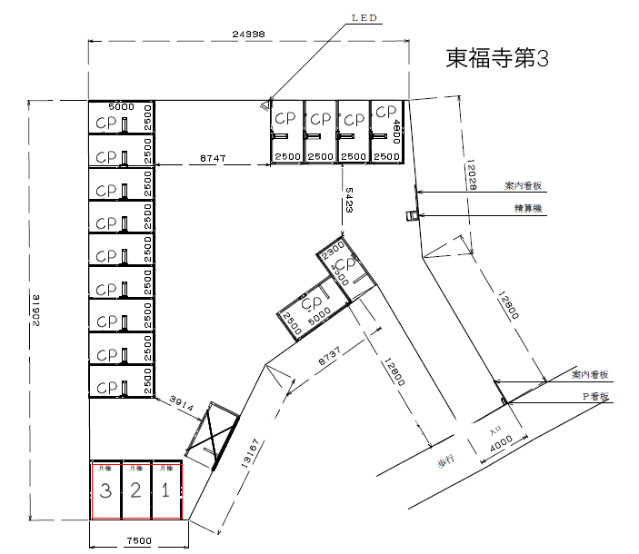 エコロパーク 東福寺第3の駐車配置図