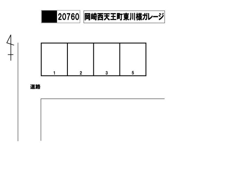 岡崎西天王町東川様ガレージの駐車配置図