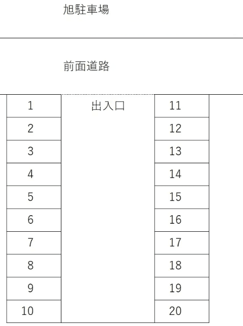 旭駐車場の駐車配置図