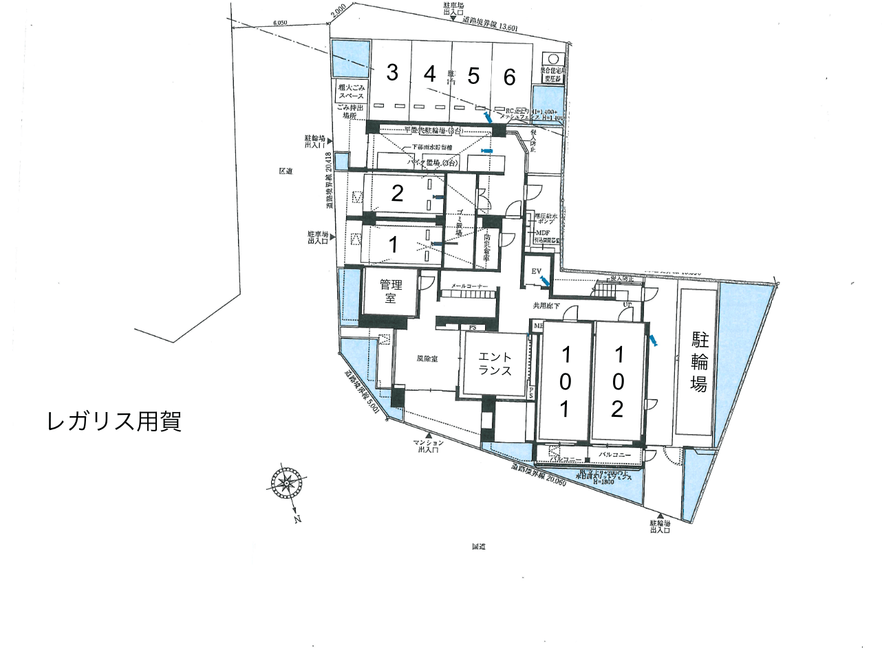 レガリス用賀の駐車配置図