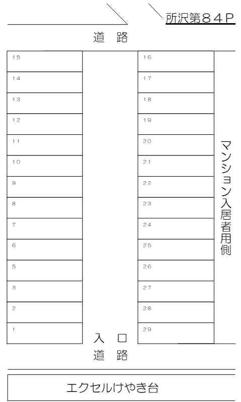所沢第８４Ｐの駐車配置図