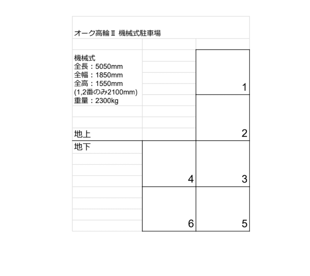 オーク高輪Ⅱの駐車配置図