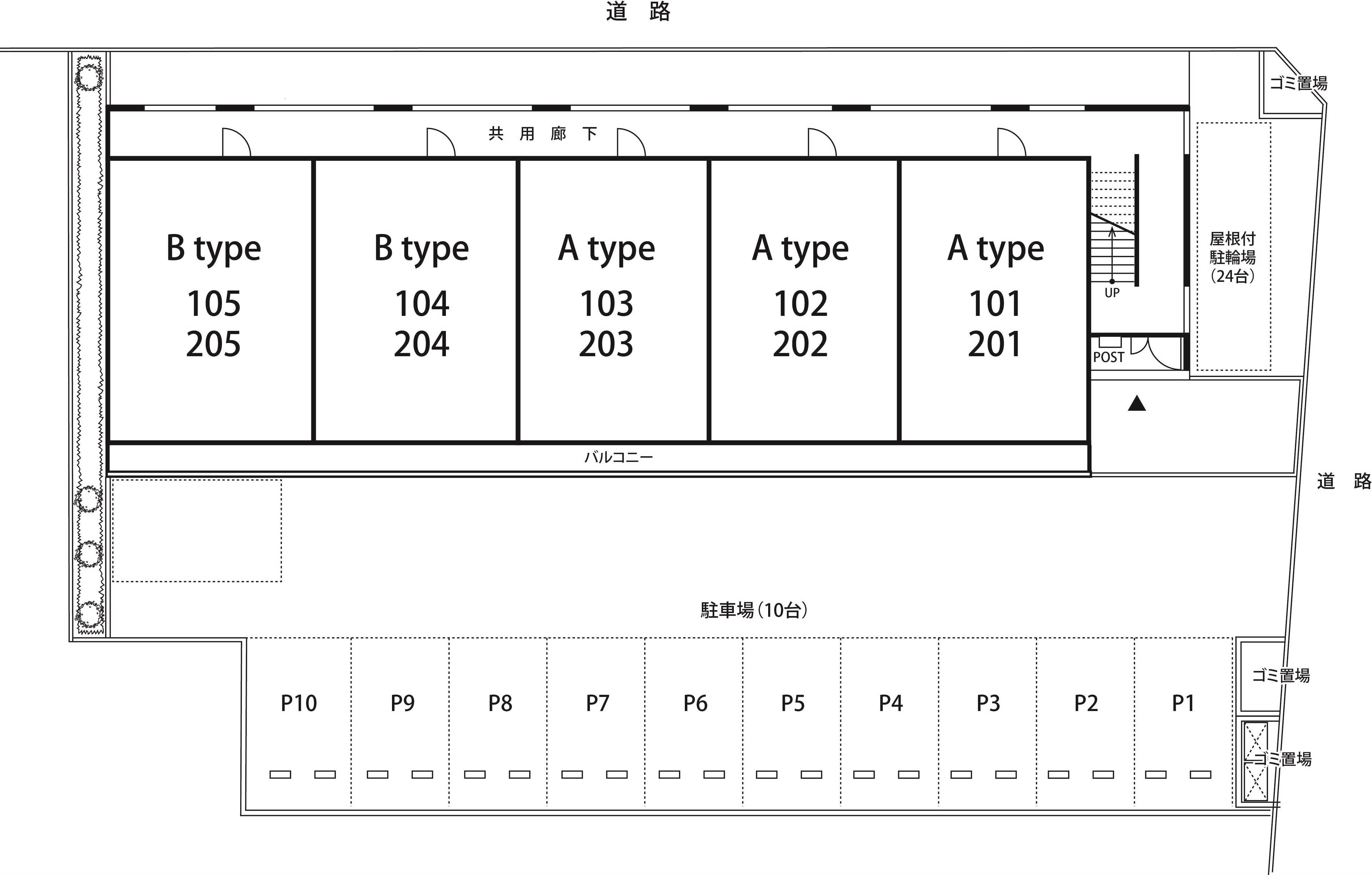 リブリ・Ajisaiの駐車配置図