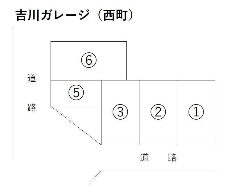 吉川ガレージの駐車配置図
