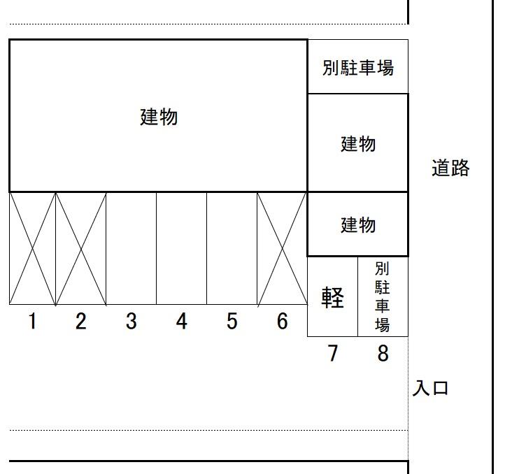 澤田アパート前駐車場の駐車配置図