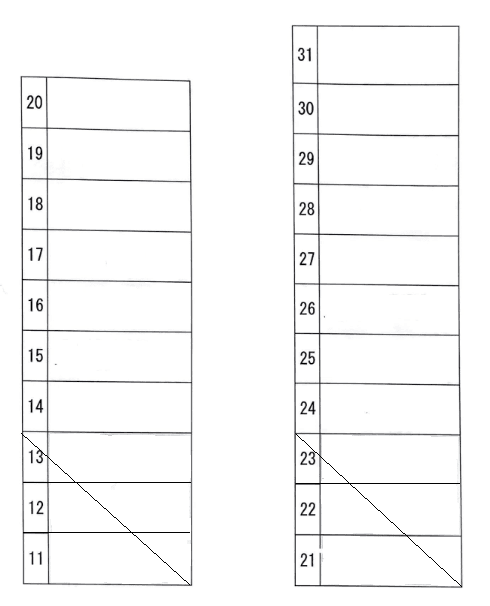 円応寺月ぎめ駐車場の駐車配置図