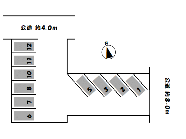 ワイズ・天王 第3駐車場の駐車配置図