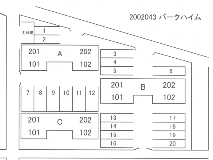 FKパークハイムの駐車配置図