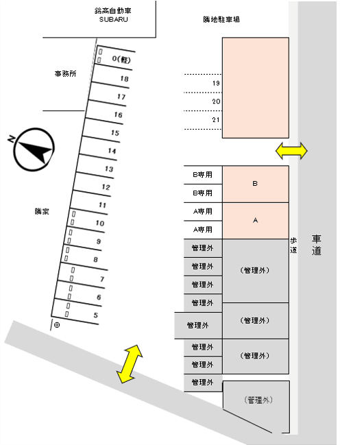 五島様駐車場の駐車配置図