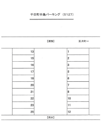 千日町中島パーキングの駐車配置図