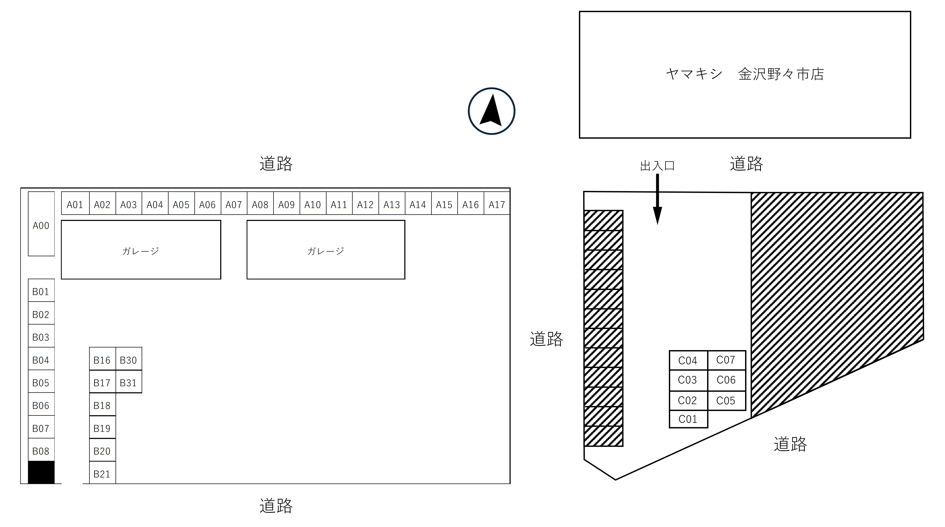 ヤマキシ金沢野々市店の駐車配置図