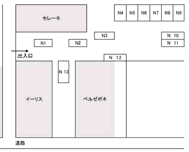 Ｎ駐車場の駐車配置図