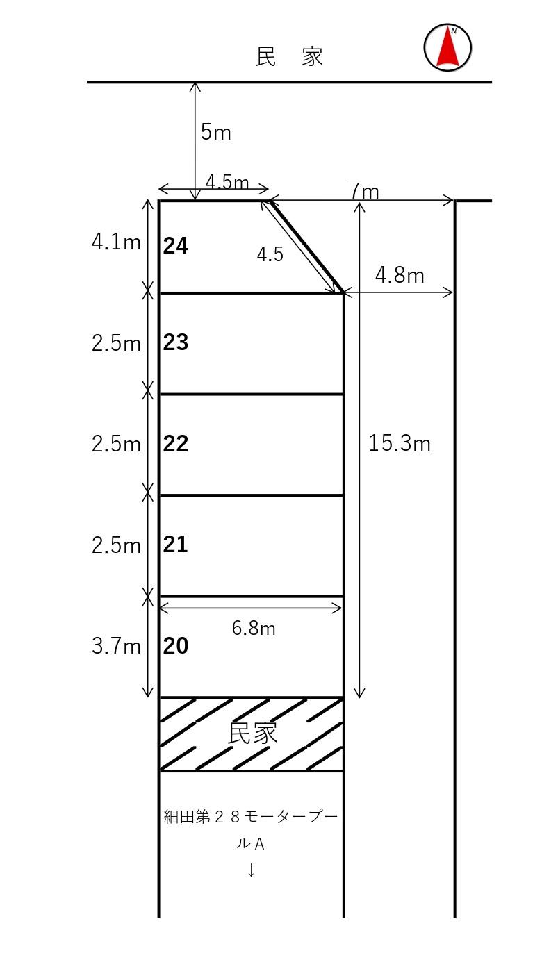 細田第28モータープールBの駐車配置図