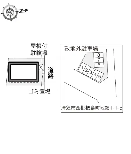 地領(33243)　敷地外駐車場の駐車配置図