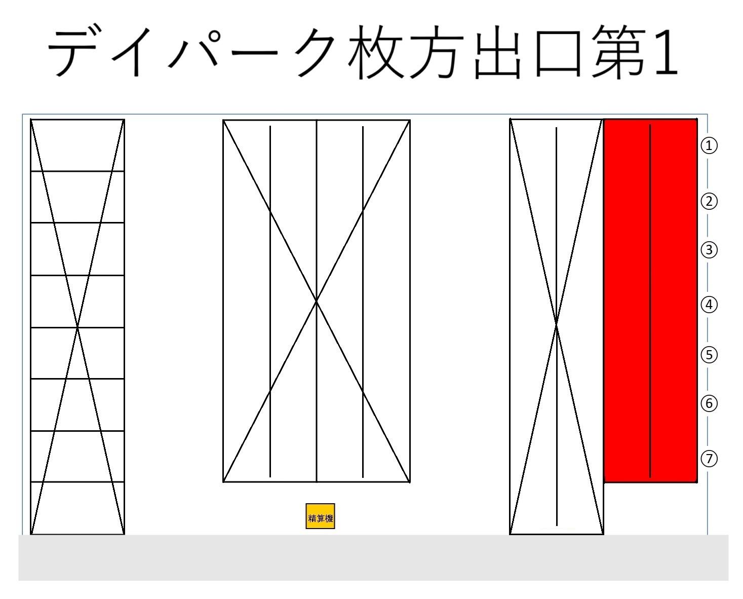 デイパーク枚方出口第1の駐車配置図