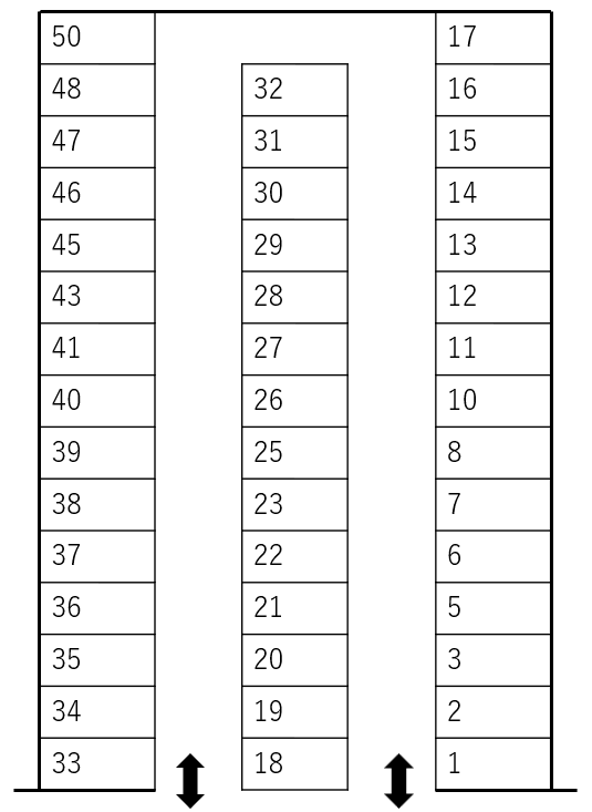 やまか駐車場の駐車配置図