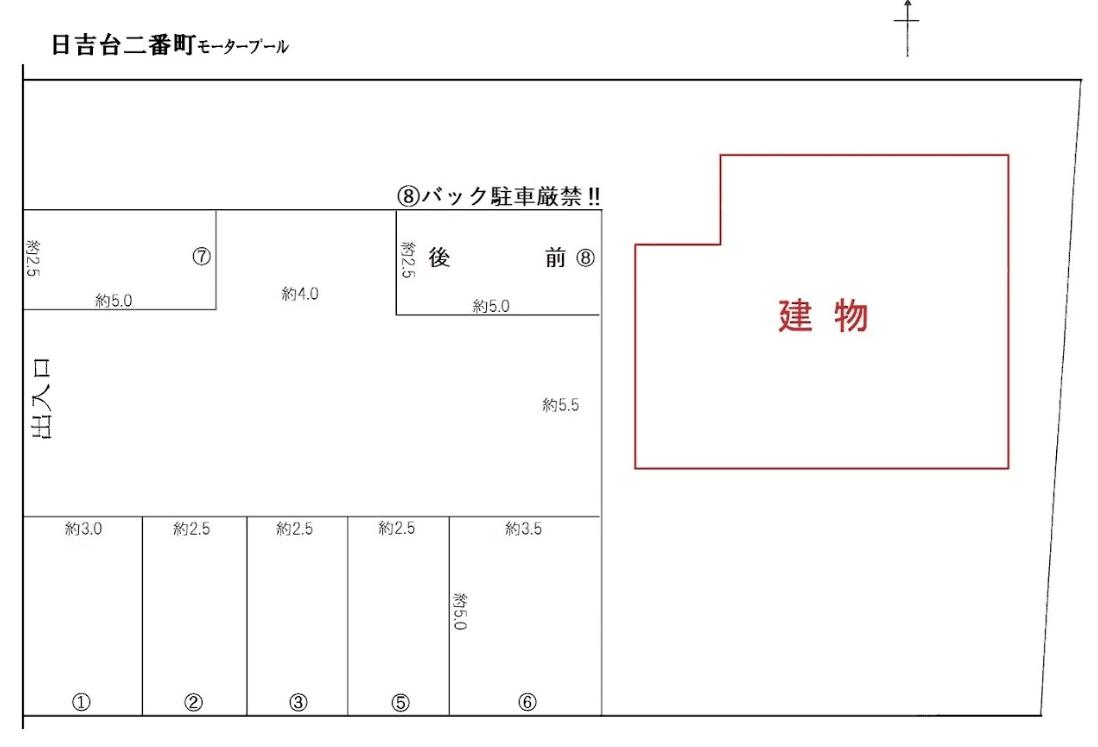 日吉台二番町 ﾓｰﾀｰﾌﾟｰﾙの駐車配置図
