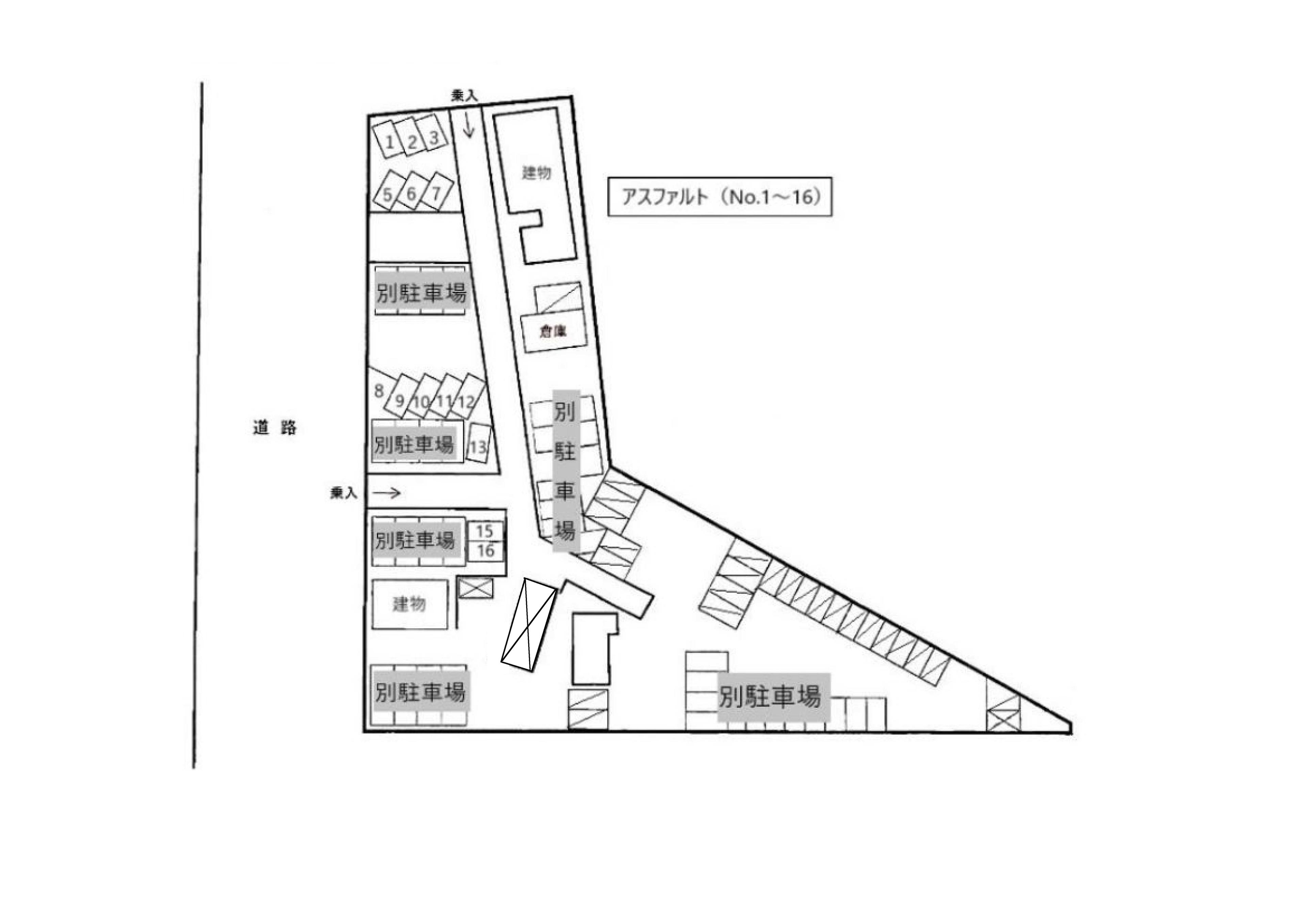 大石駐車場（アスファルト）の駐車配置図