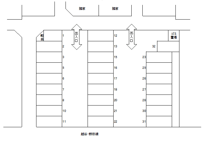 P-117駐車場（上内川）の駐車配置図
