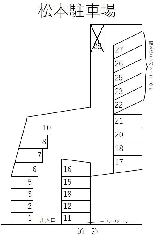 松本駐車場の駐車配置図