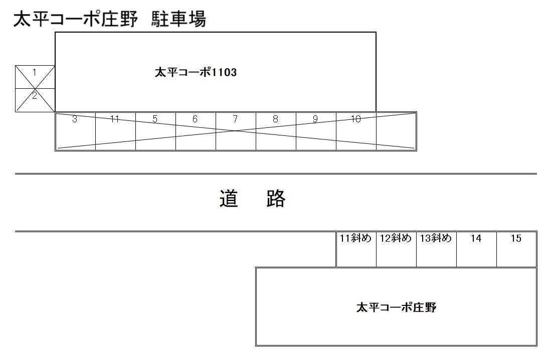 太平コーポ庄野の駐車配置図